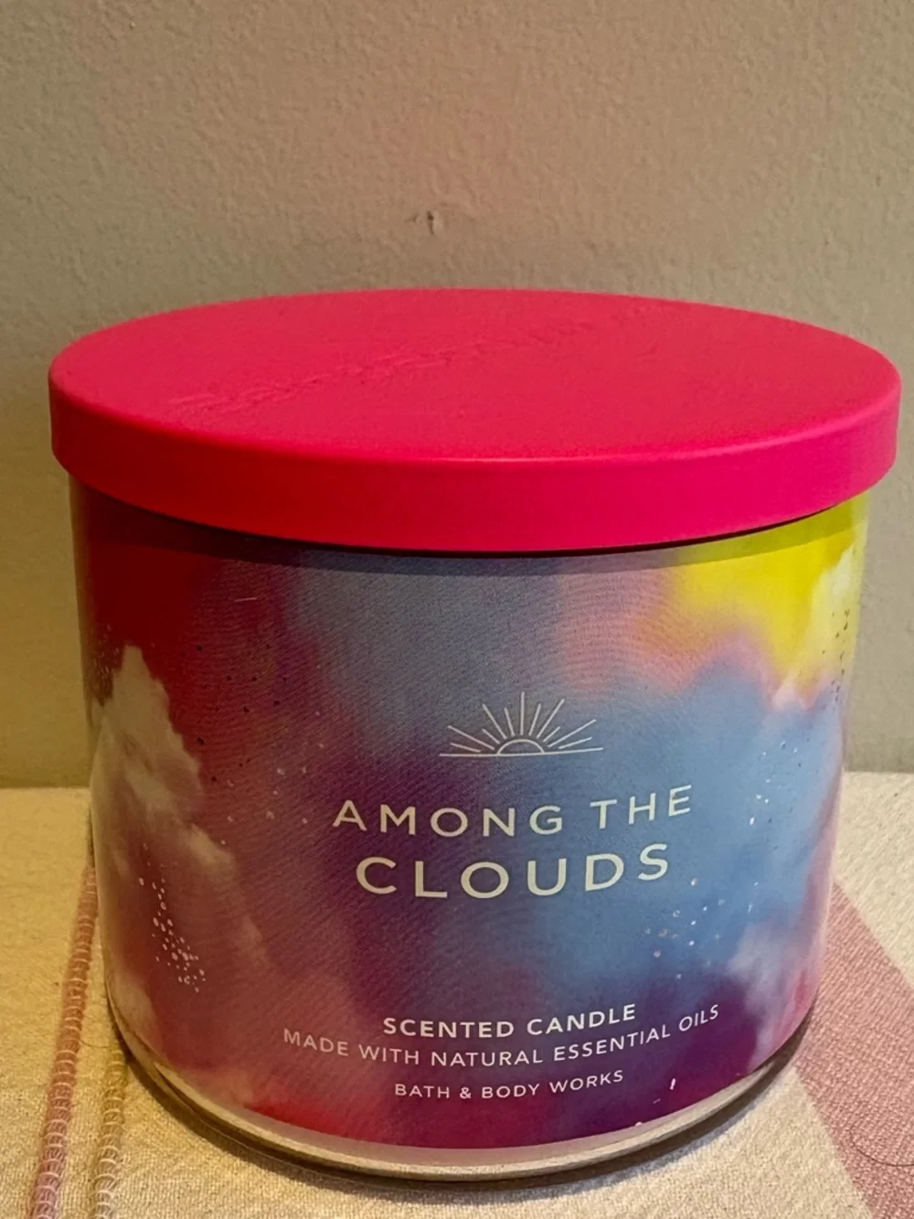 Bath & Body Works - Among the Clouds 3-Wick Scented Candle - with Pink Lid - Picture 1 of 5